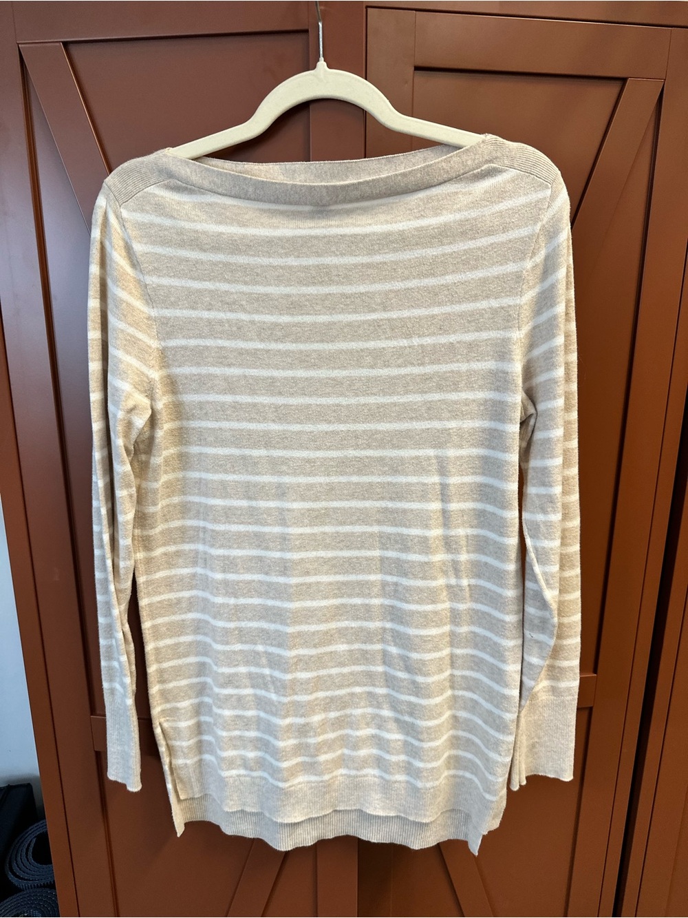 J. Crew Striped Crewneck Sweater in Cream and Beige